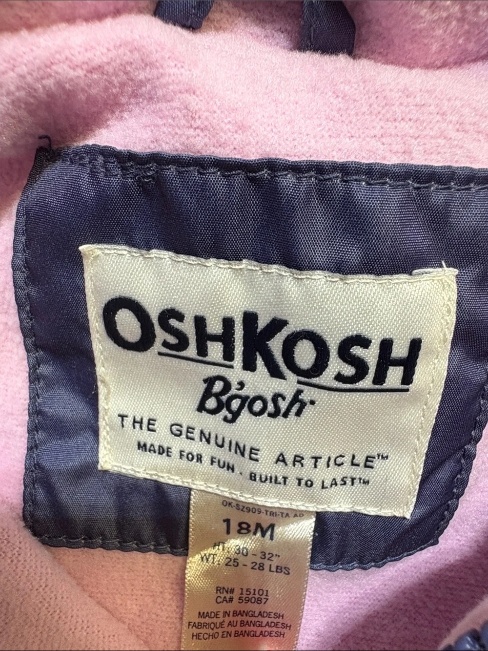 OshKosh B'gosh Girls' Ombre Hooded Rain Jacket - Purple & Pink sz 18M